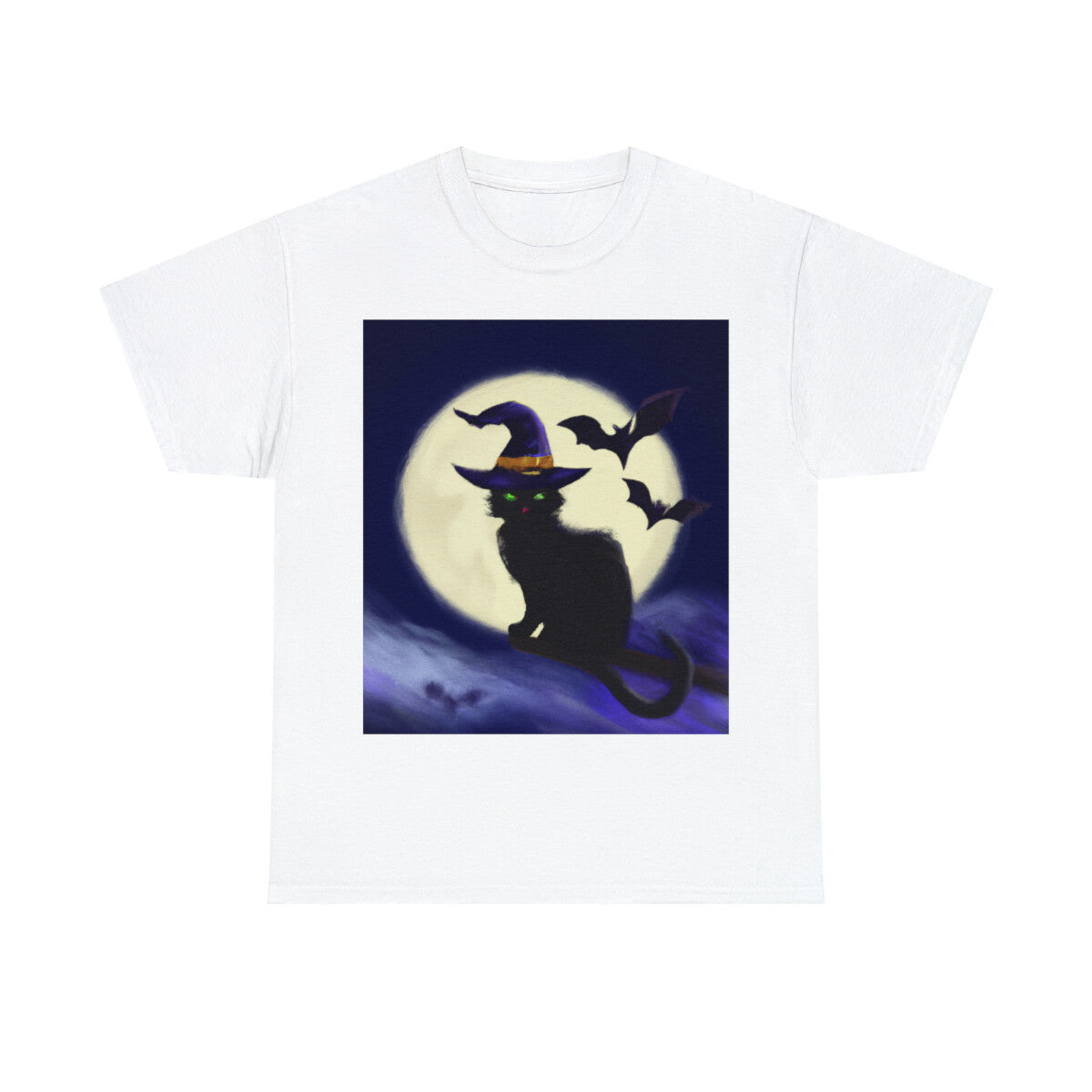 Halloween Black Cat T Shirt Art Tee Unisex Adult Witch Moon Scary Trick or Treat