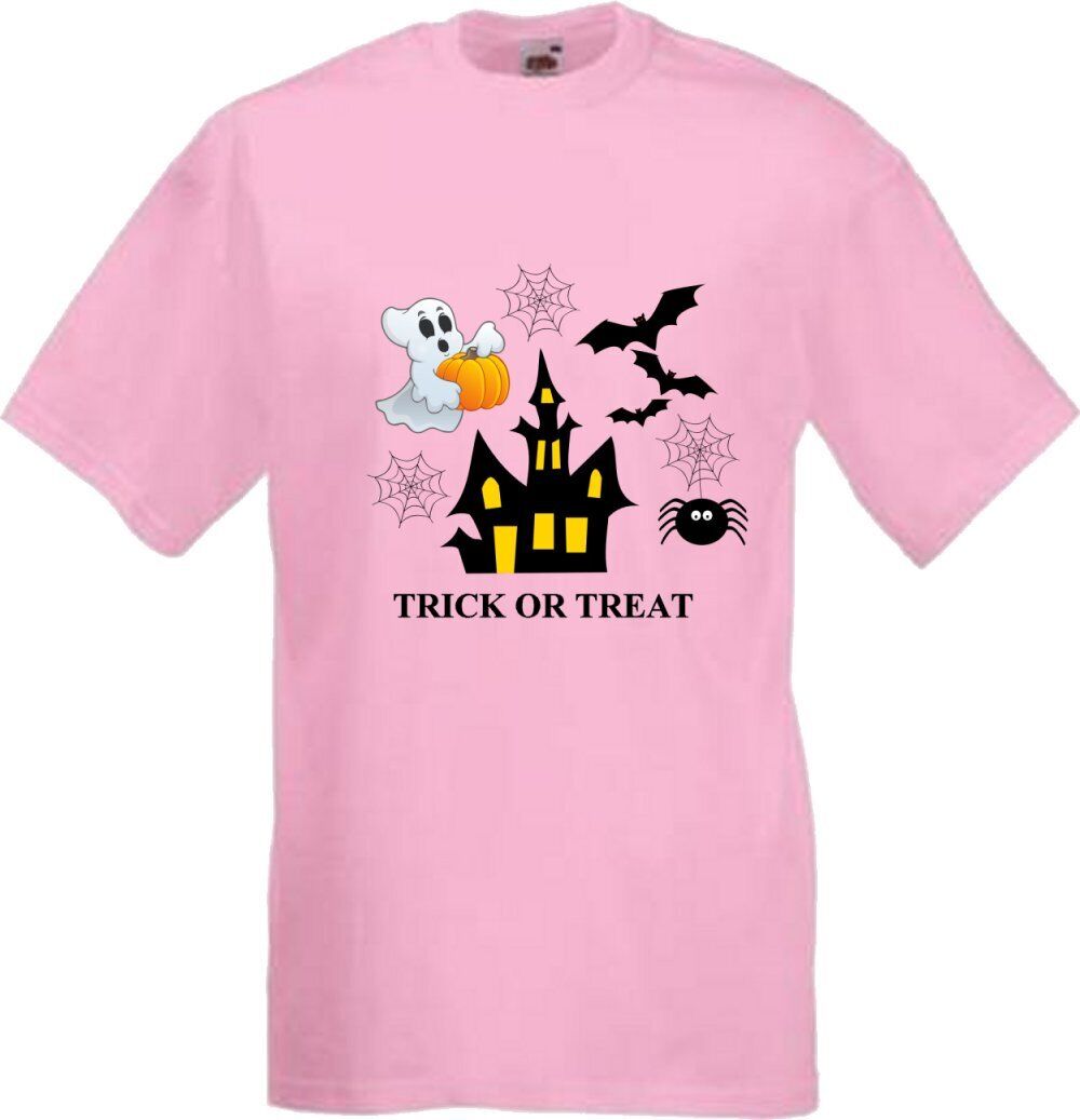 Happy Halloween Trick Or Treat Bat Ghost Spider T Shirt Various Colours + Sizes