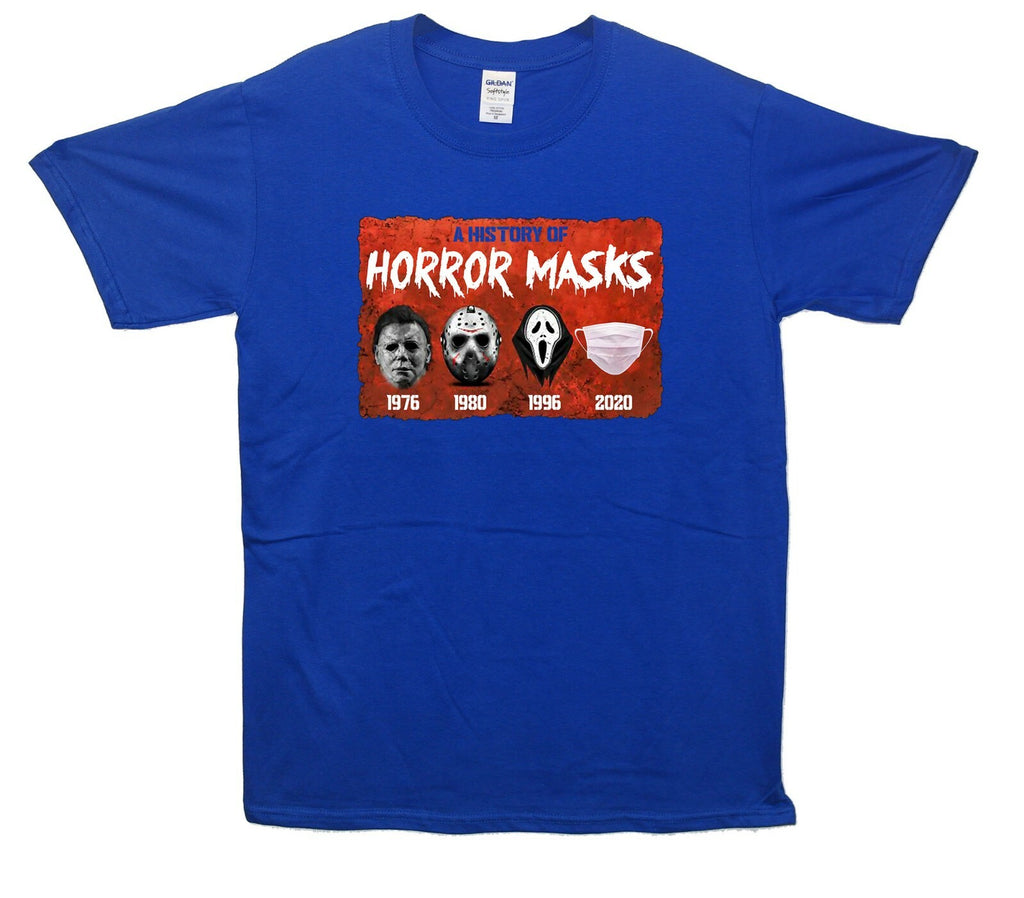 History Of Horror Masks Printed T-Shirt Funny, Horror, Halloween