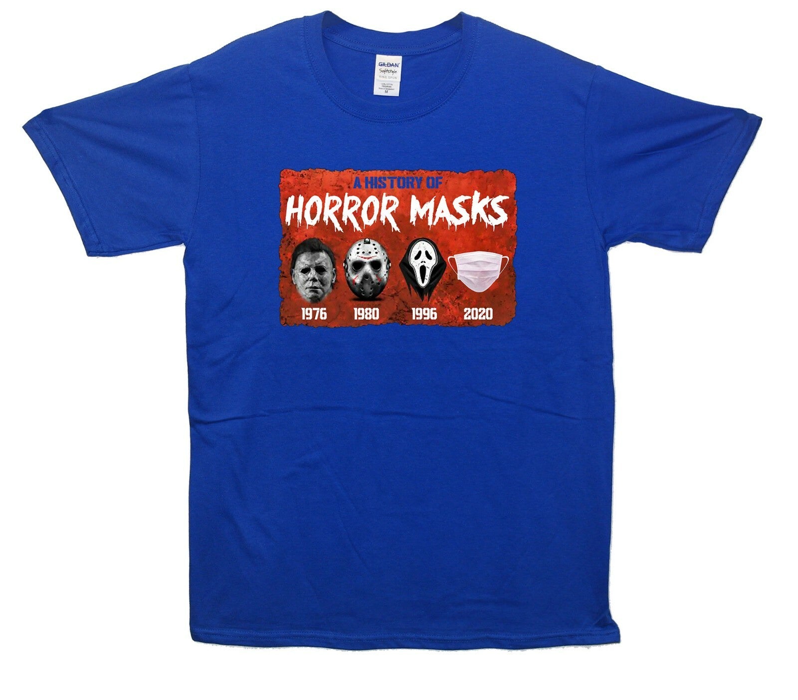 History Of Horror Masks Printed T-Shirt Funny, Horror, Halloween