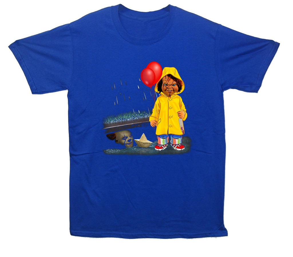 IT Mask & Chuckie Horror Halloween Printed T-Shirt (IT & Chuckie Inspired)