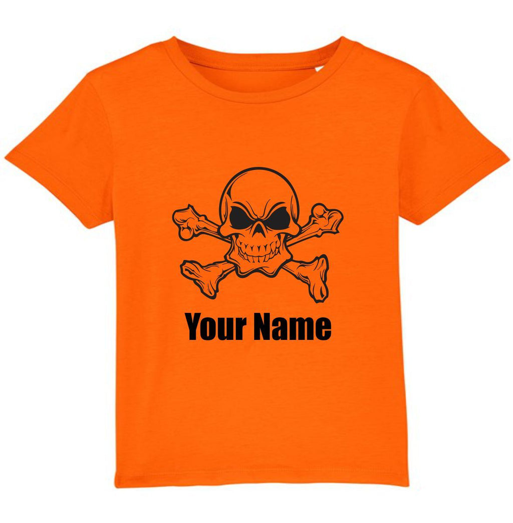 Personalised Skull And Crossbones Pirate Your Name T-Shirt Halloween Horror Top