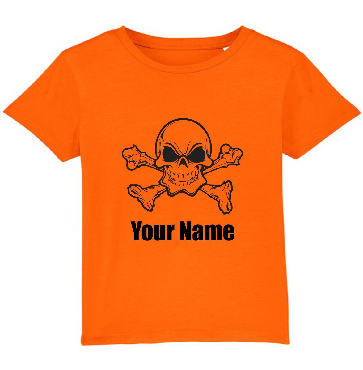Personalised Skull And Crossbones Pirate Your Name T-Shirt Halloween Horror Top