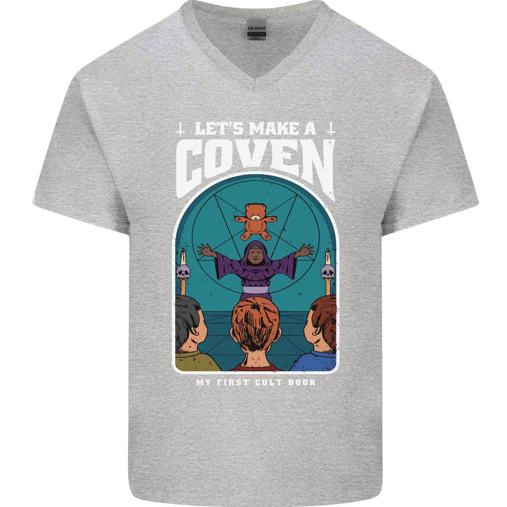 Lets Make a Coven Halloween Satanic Horror Mens V-Neck Cotton T-Shirt
