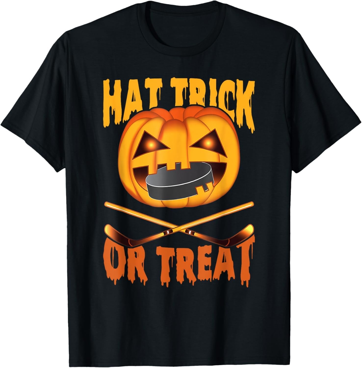 Hat Trick Or Treat Hockey Halloween T-Shirt