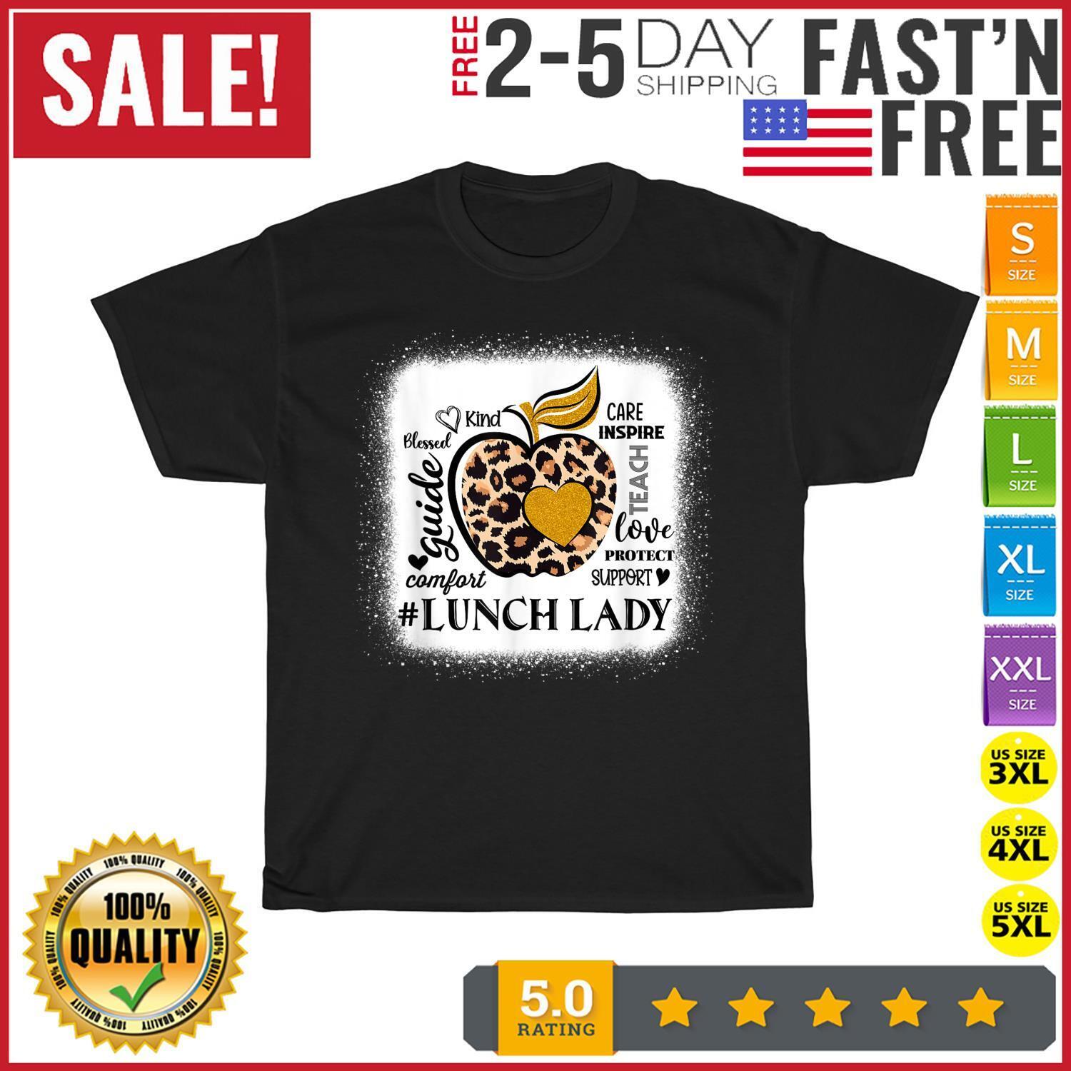 Teach Love Inspire Lunch Lady Leopard Back To School Vintage T Shirt Men Women