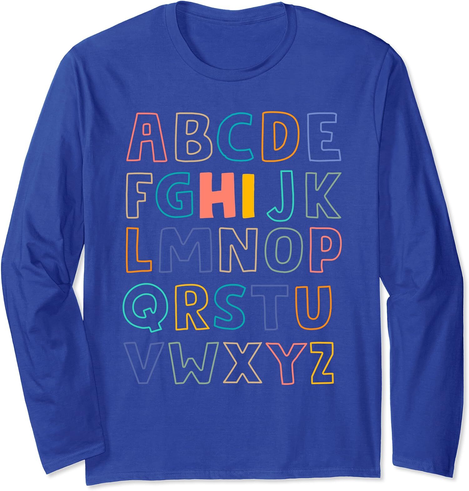 Funny Pre K Kindergarten Hi Alphabet Back To School Long Sleeve T-Shirt
