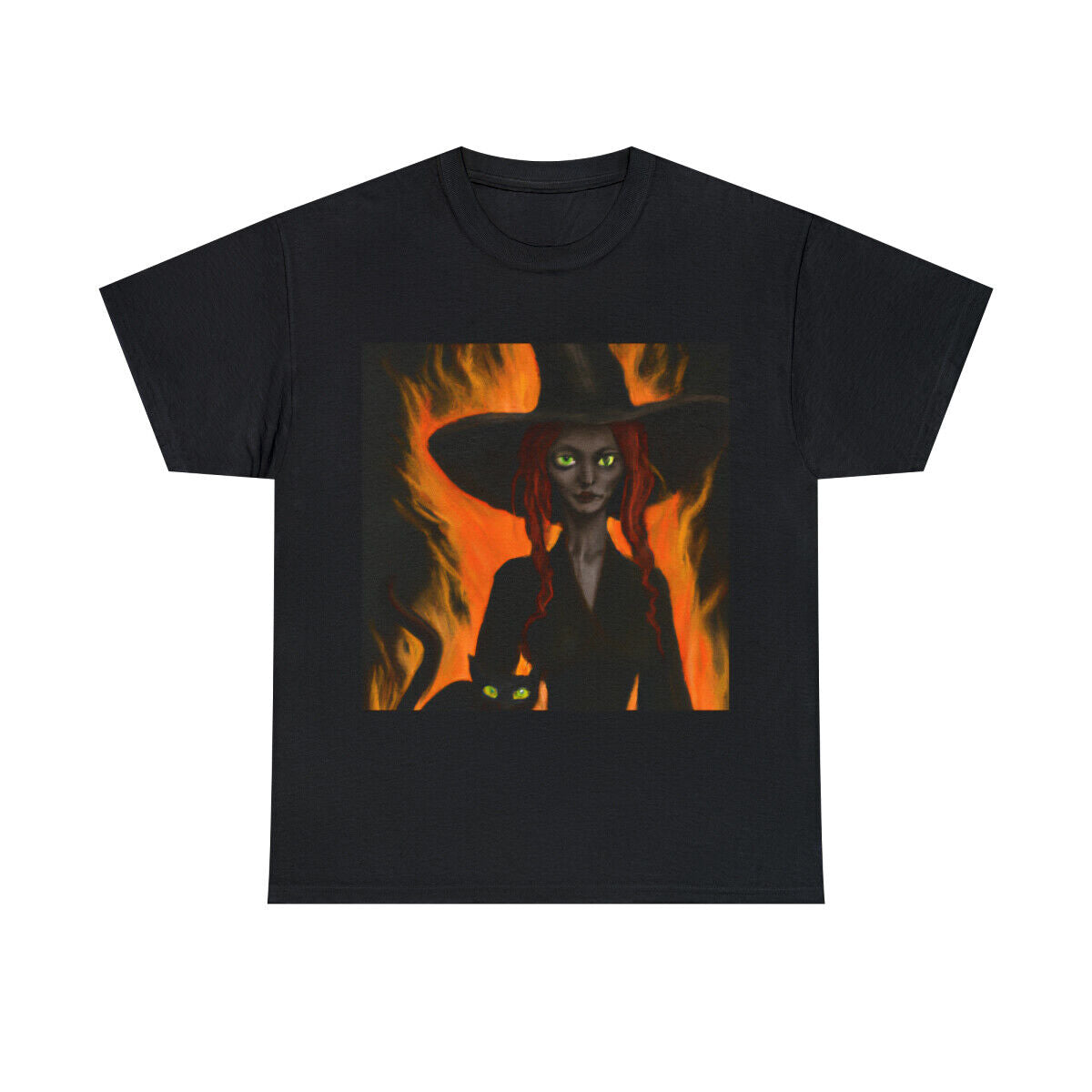 Halloween Witch Black Cat T Shirt Art Tee Unisex Adult Moon Scary Trick or Treat