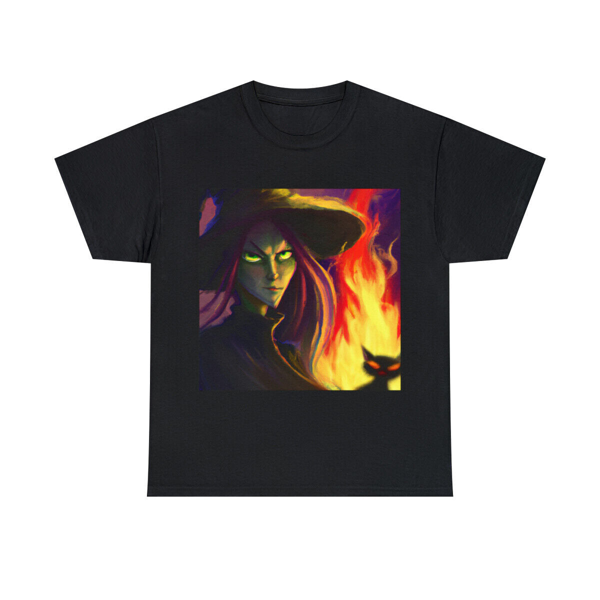 Halloween Witch Black Cat T Shirt Art Tee Unisex Adult Moon Scary Trick or Treat