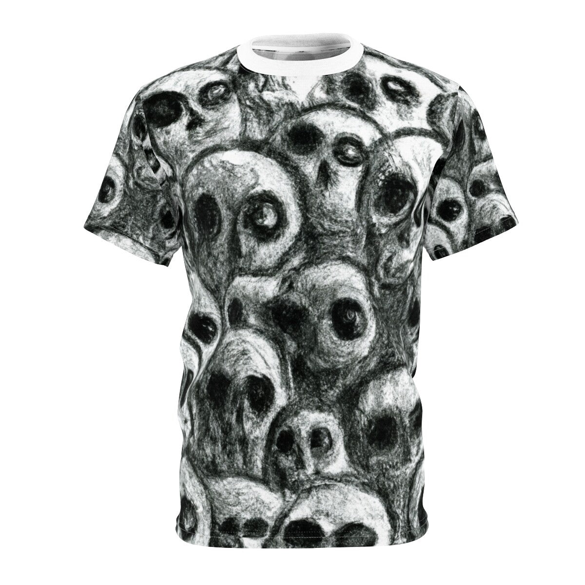 All Over Print Halloween Horror Art T Shirt Adult Scary Creepy Skull Goth Tee