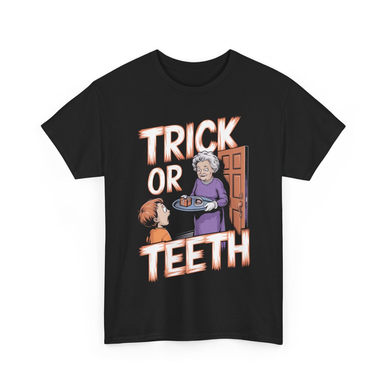 TRICK OR TEETH Treat Halloween Gag Humor Comical Funny Gift Tee T-shirt