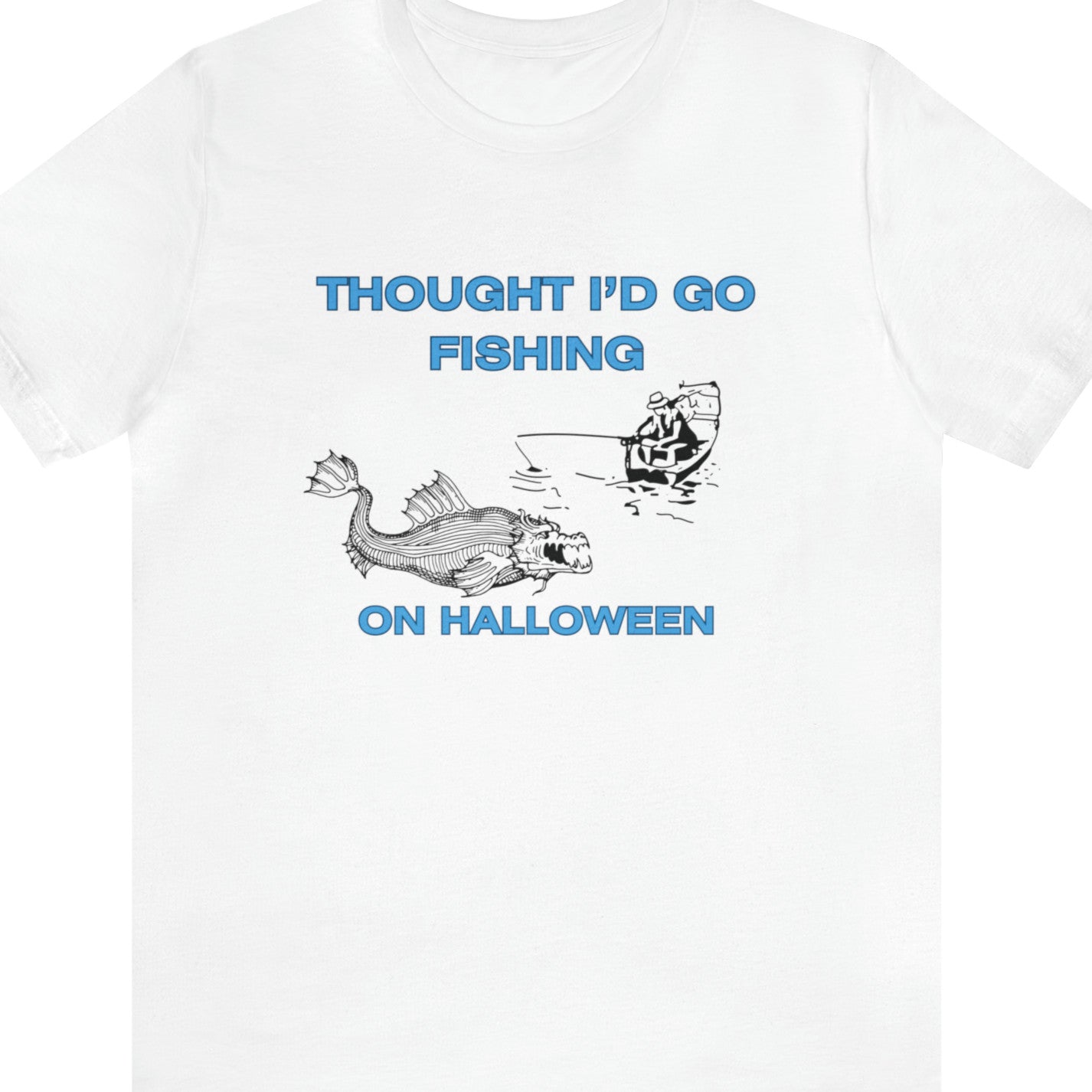 Fishing on Halloween T Shirt S M L XL Funny Graphic Tee Horror Fish