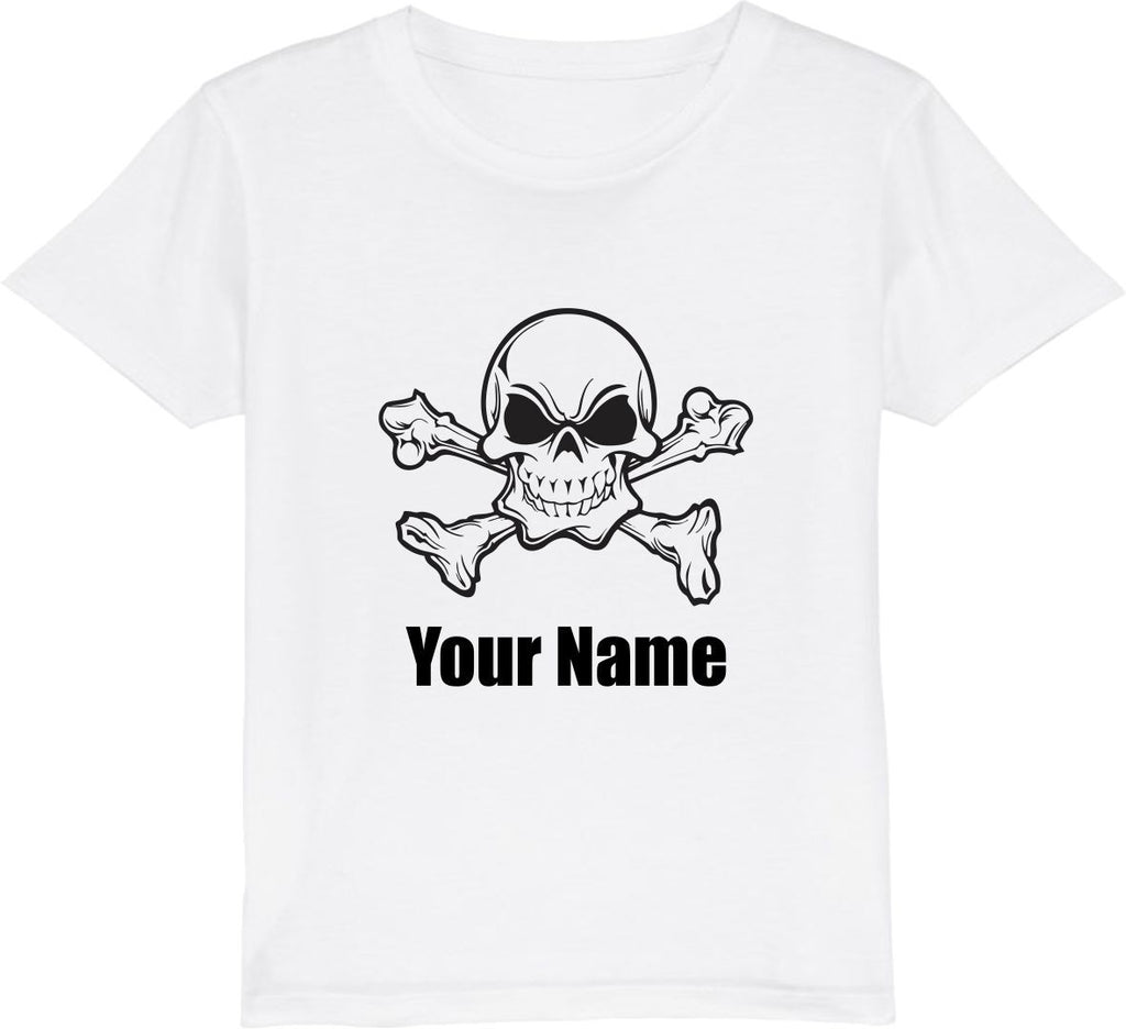 Personalised Skull And Crossbones Pirate Your Name T-Shirt Halloween Horror Top