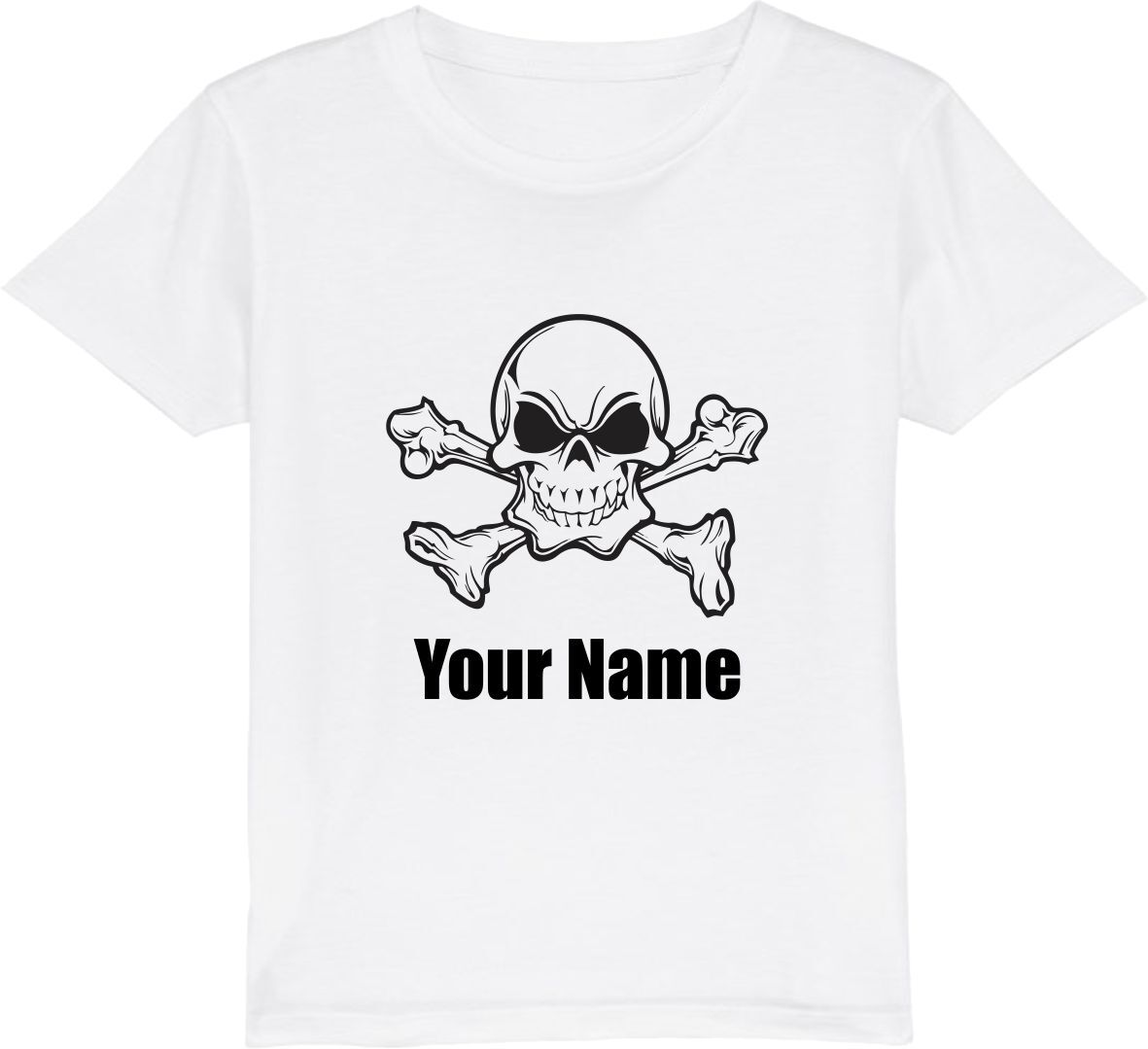 Personalised Skull And Crossbones Pirate Your Name T-Shirt Halloween Horror Top