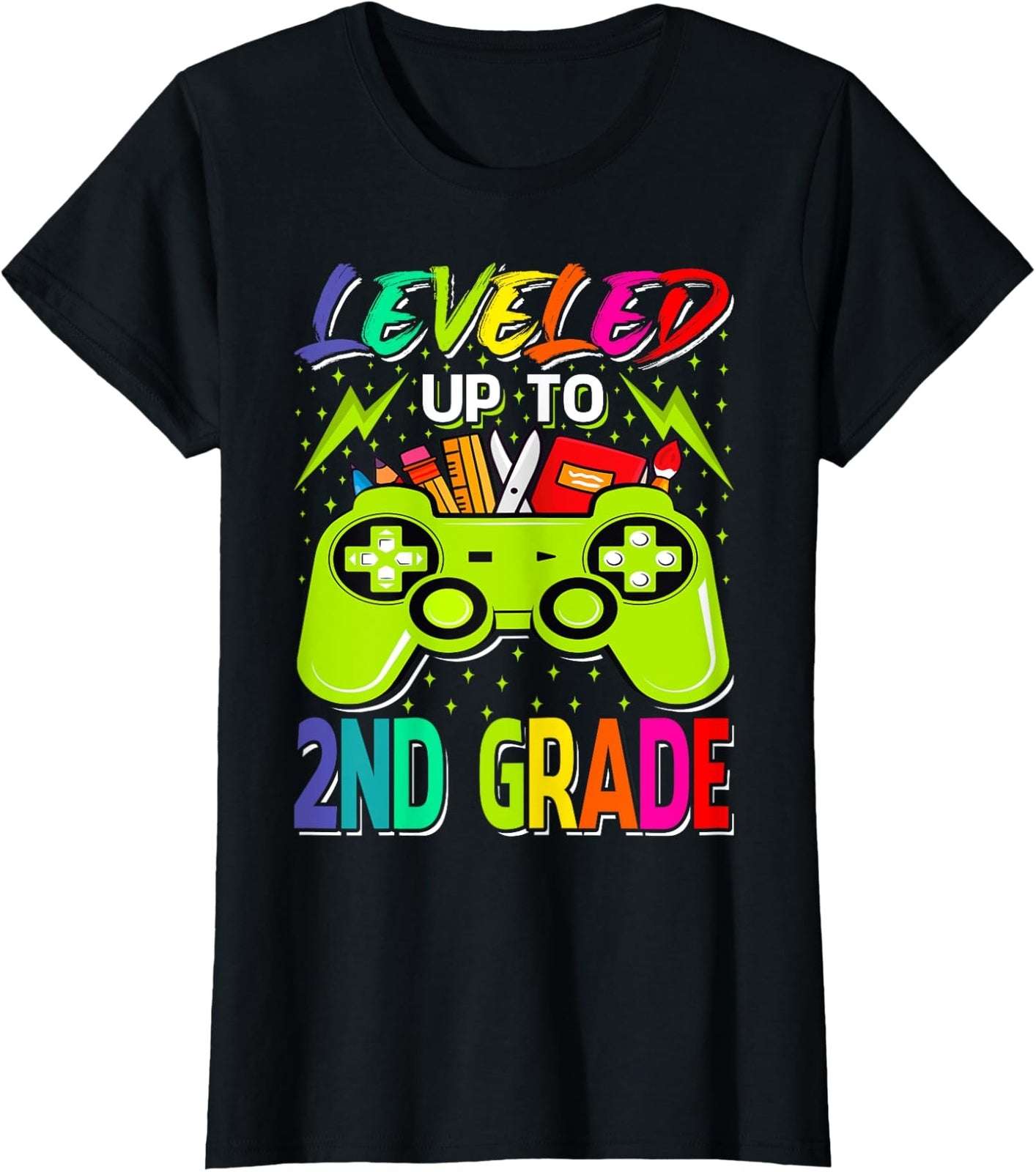 Leveled Up To 2nd Grade Gamer Back To School First Ladies' Crewneck T-Shirt