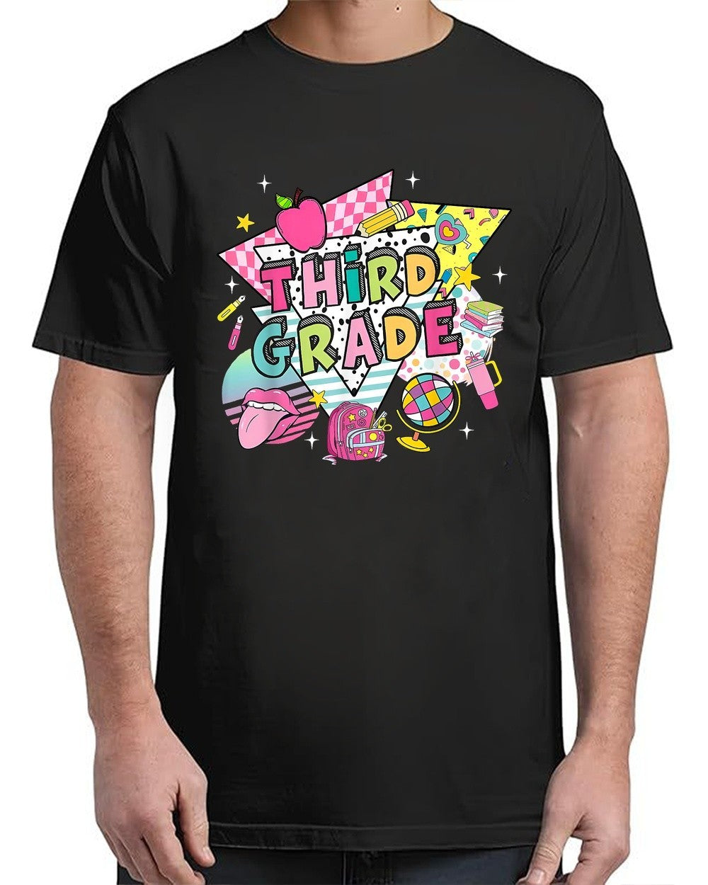Third Grade Teacher Student Back To School Happy Vintage Adult S-4XL T-Shirt