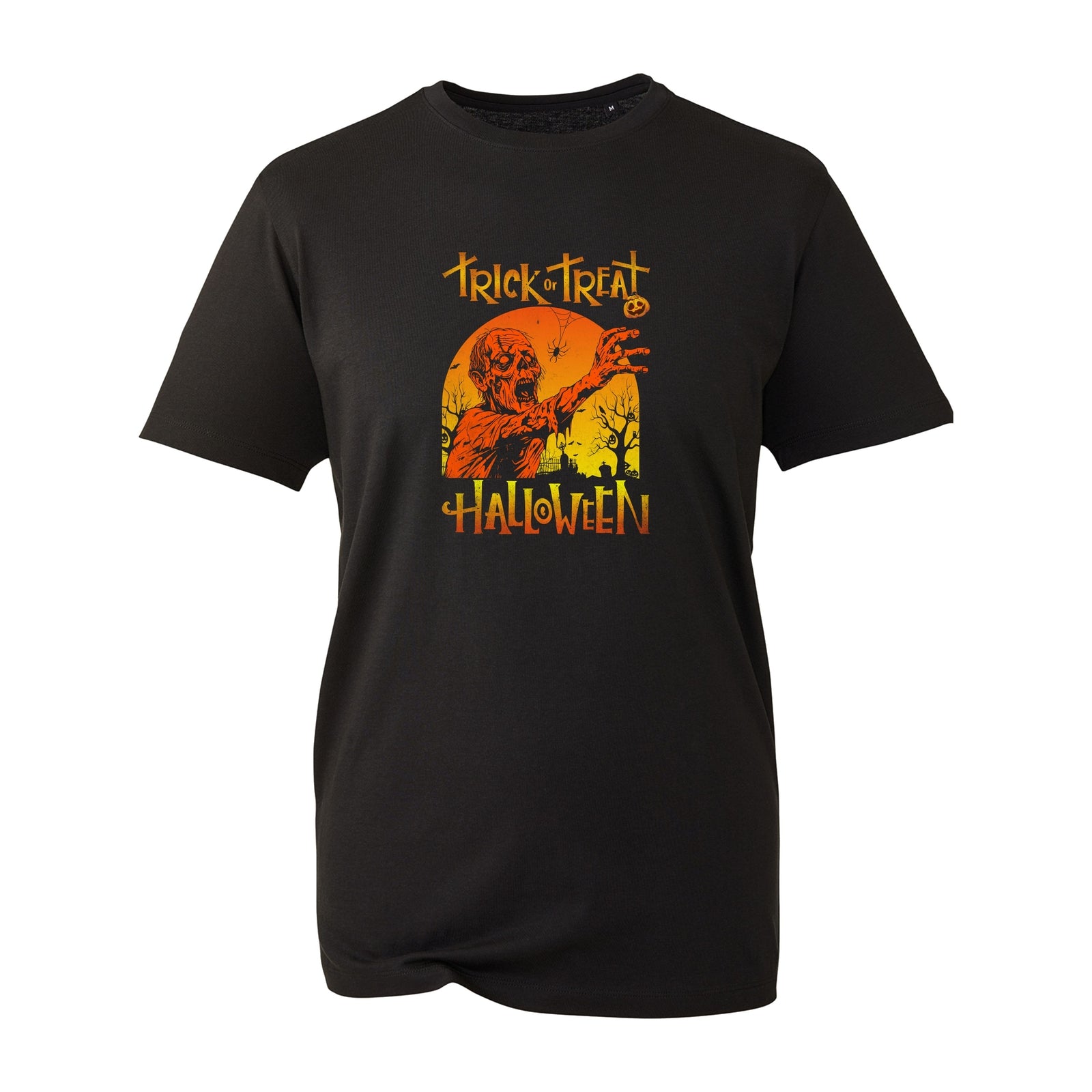 Horror Zombie Trick or Treat Halloween T-Shirt, Spiders Pumpkins Halloween Top