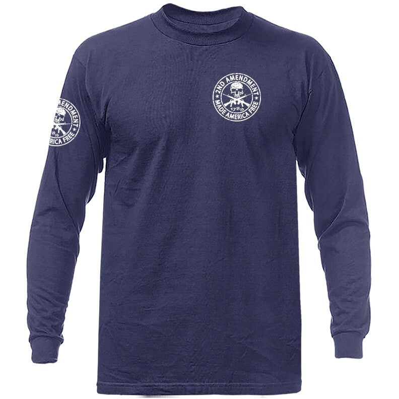 2nd Amendment Made America Free Constitution Gun US Flag Patriotic Long Sleeve