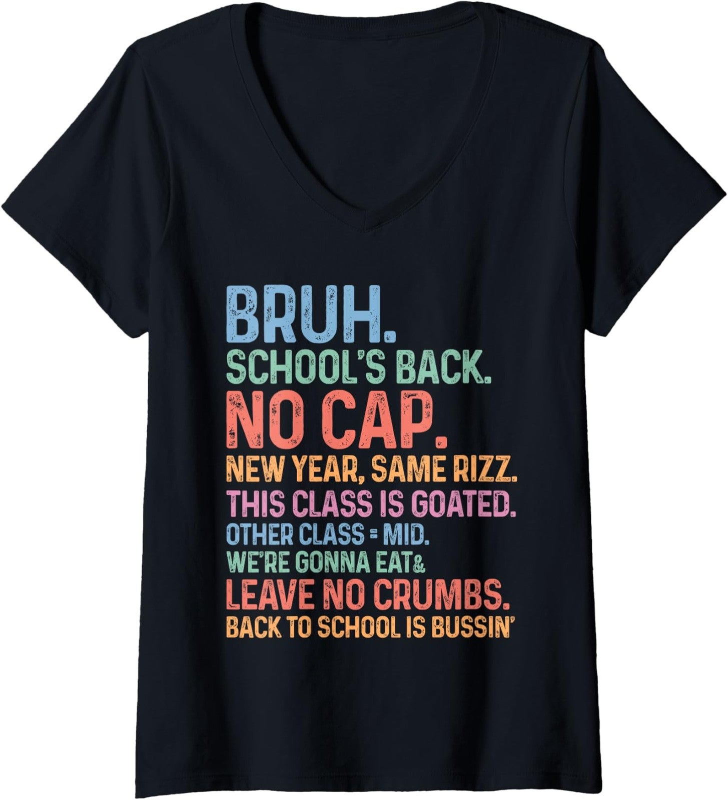 Skibidi Back To School Back No Cap Rizz Class Ladies' V-Neck Tshirt