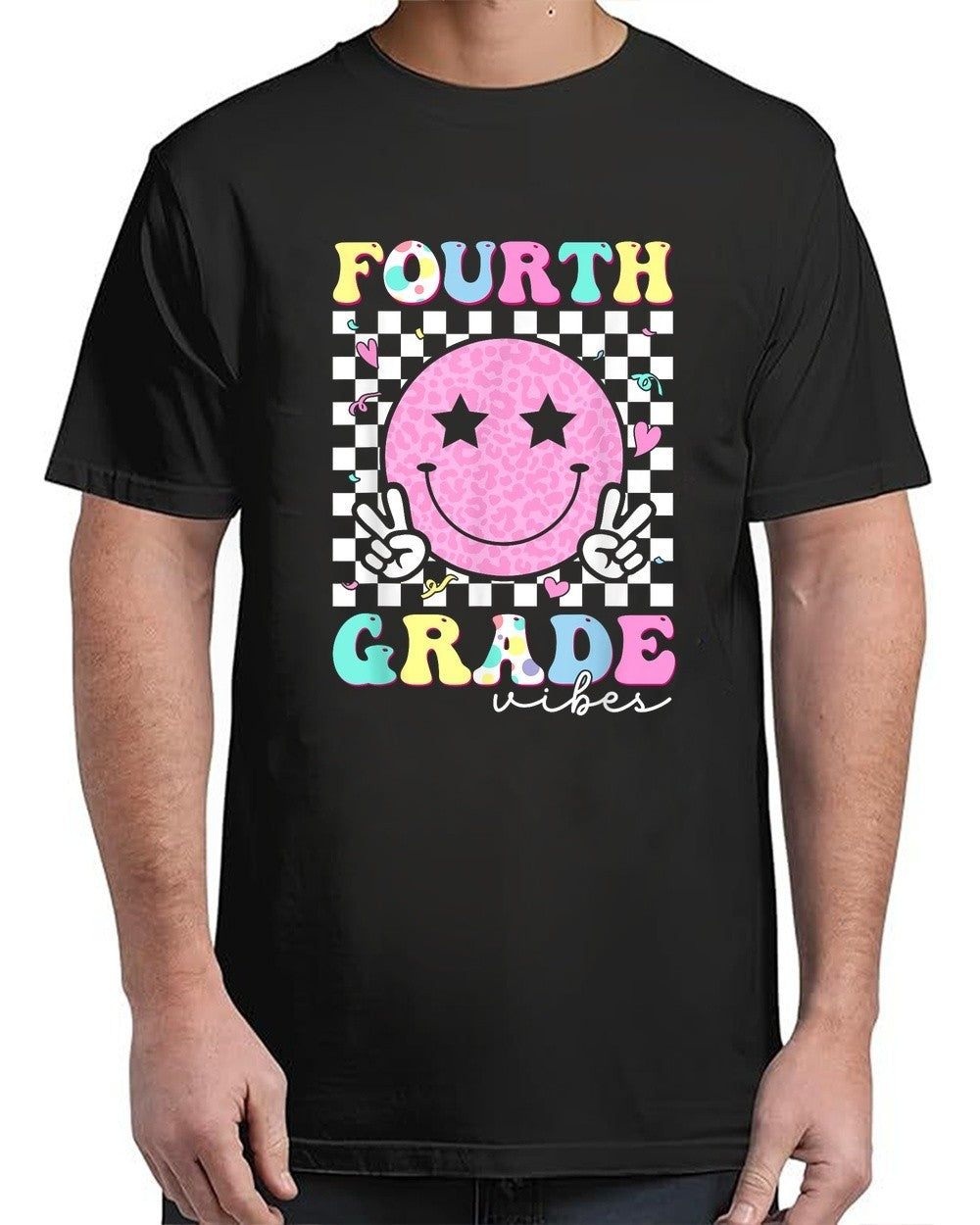 Fourth Grade Vibes Smile Face Funny Back to School Iconic Adult Look S-4XL