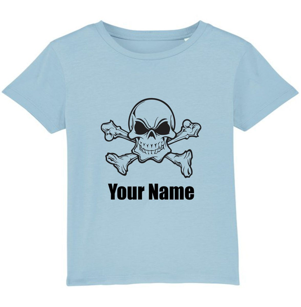 Personalised Skull And Crossbones Pirate Your Name T-Shirt Halloween Horror Top