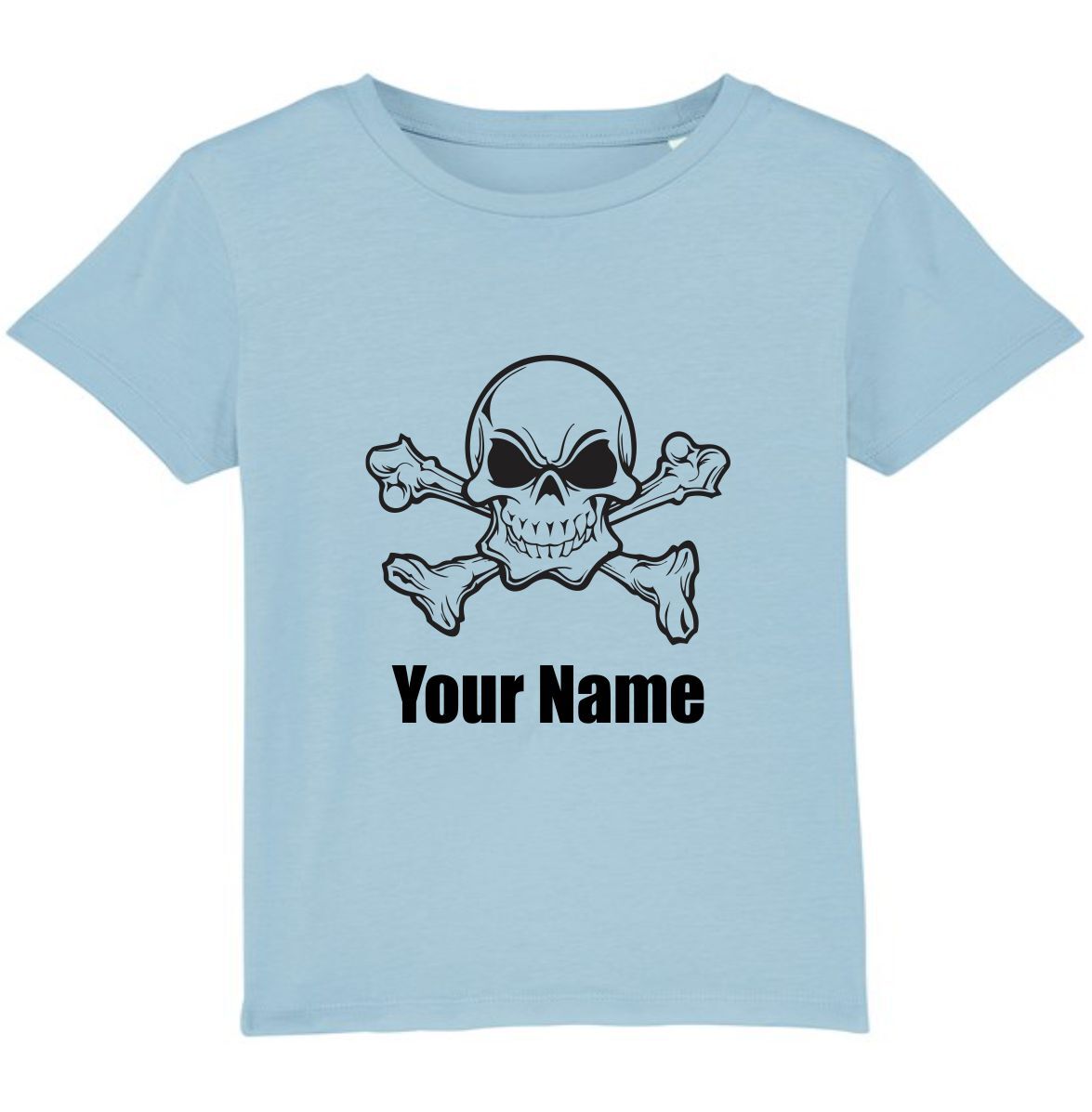Personalised Skull And Crossbones Pirate Your Name T-Shirt Halloween Horror Top