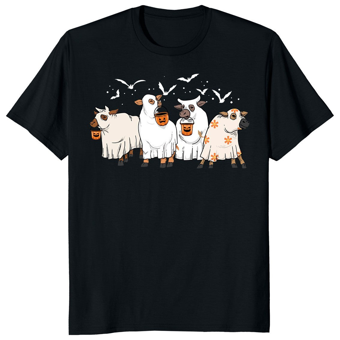 Ghost Cow Halloween Spooky Farmer Trick Or Treat Cow Lover Gift Unisex T-Shirt