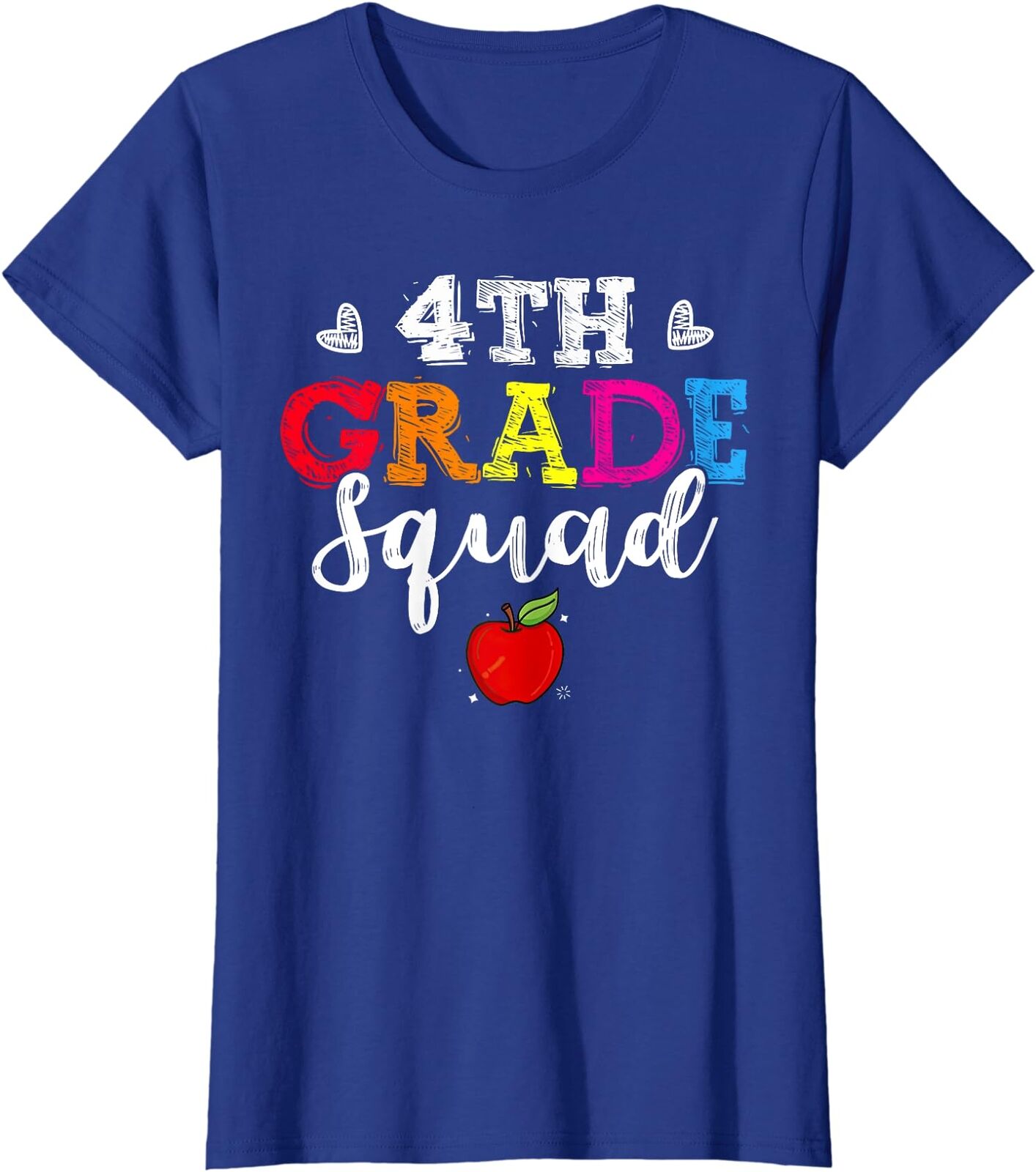 4th Grade Squad Apple Back To School Cool Funny Gift Ladies' Crewneck T-Shirt