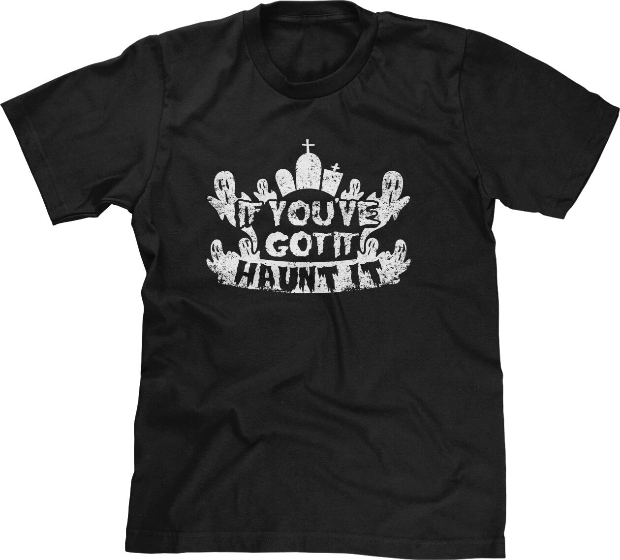 Haunt It Trick or Treat Halloween Costume Party Funny Ghosts Pun Grave Mens Tee