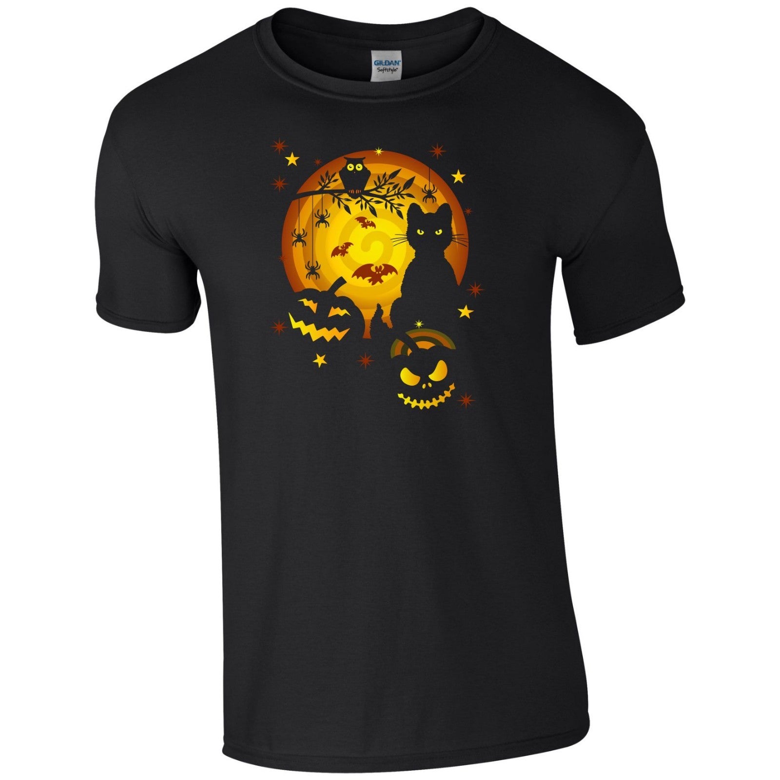 Halloween T Shirt Scary Horror Night Pumpkin Bat Cat Trick or Treat Gift Men Top
