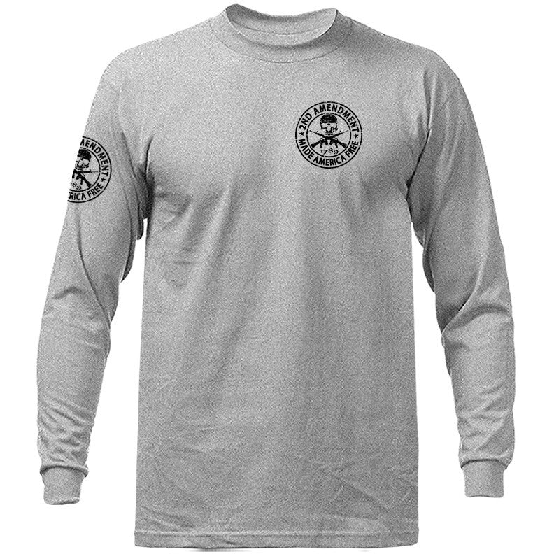 2nd Amendment Made America Free Constitution Gun US Flag Patriotic Long Sleeve