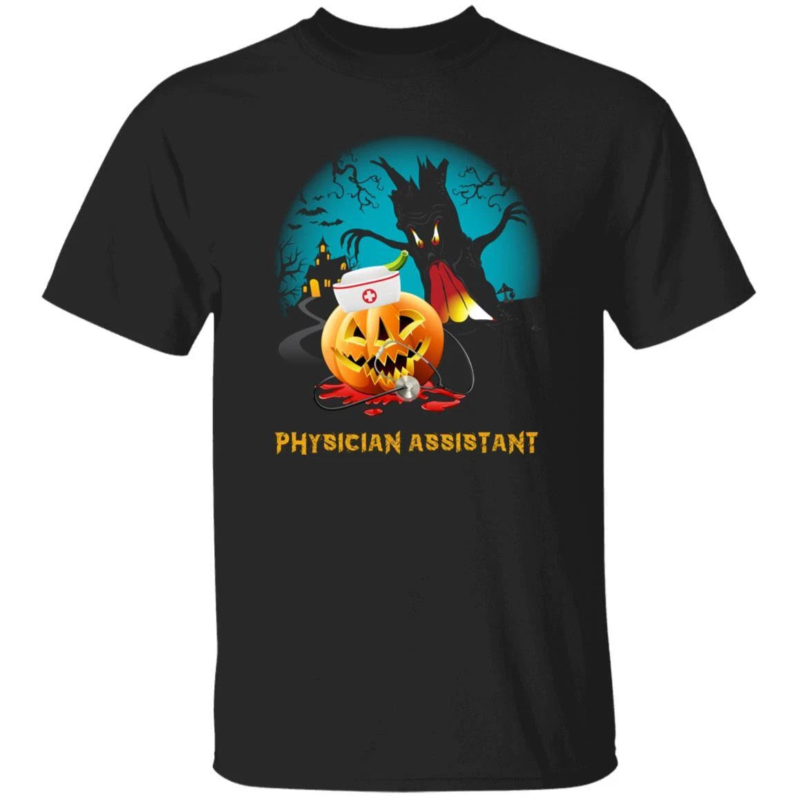 Physician Assistant Halloween Scary Spooky Black T-shirt 