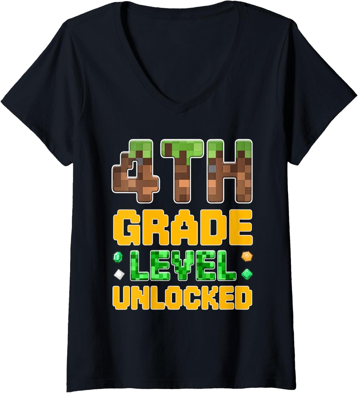 Back to School 4th Grade Gamer First Day of Class Ladies' V-Neck Tshirt
