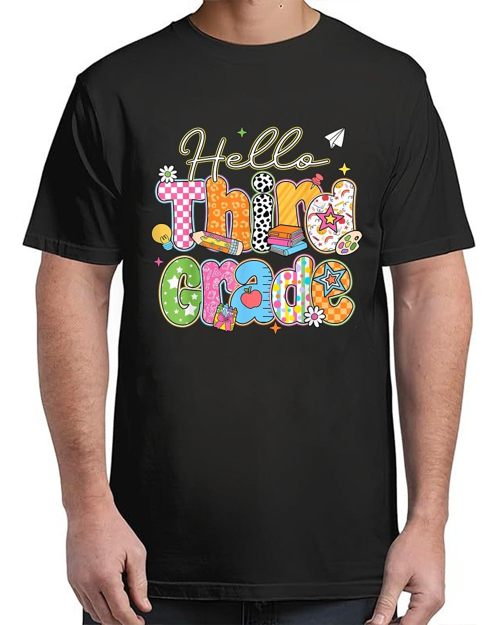 Hello 3rd Grade Back To School First Day Of Third Grade Adult Size S-4XL T-Shirt