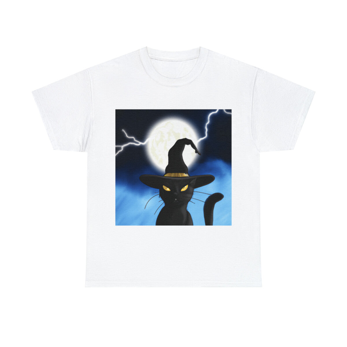 Halloween Black Cat T Shirt Art Tee Unisex Adult Witch Moon Scary Trick or Treat