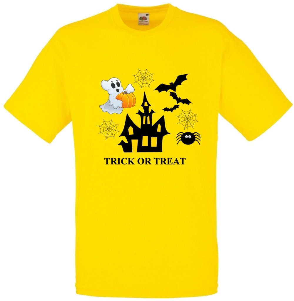 Happy Halloween Trick Or Treat Bat Ghost Spider T Shirt Various Colours + Sizes