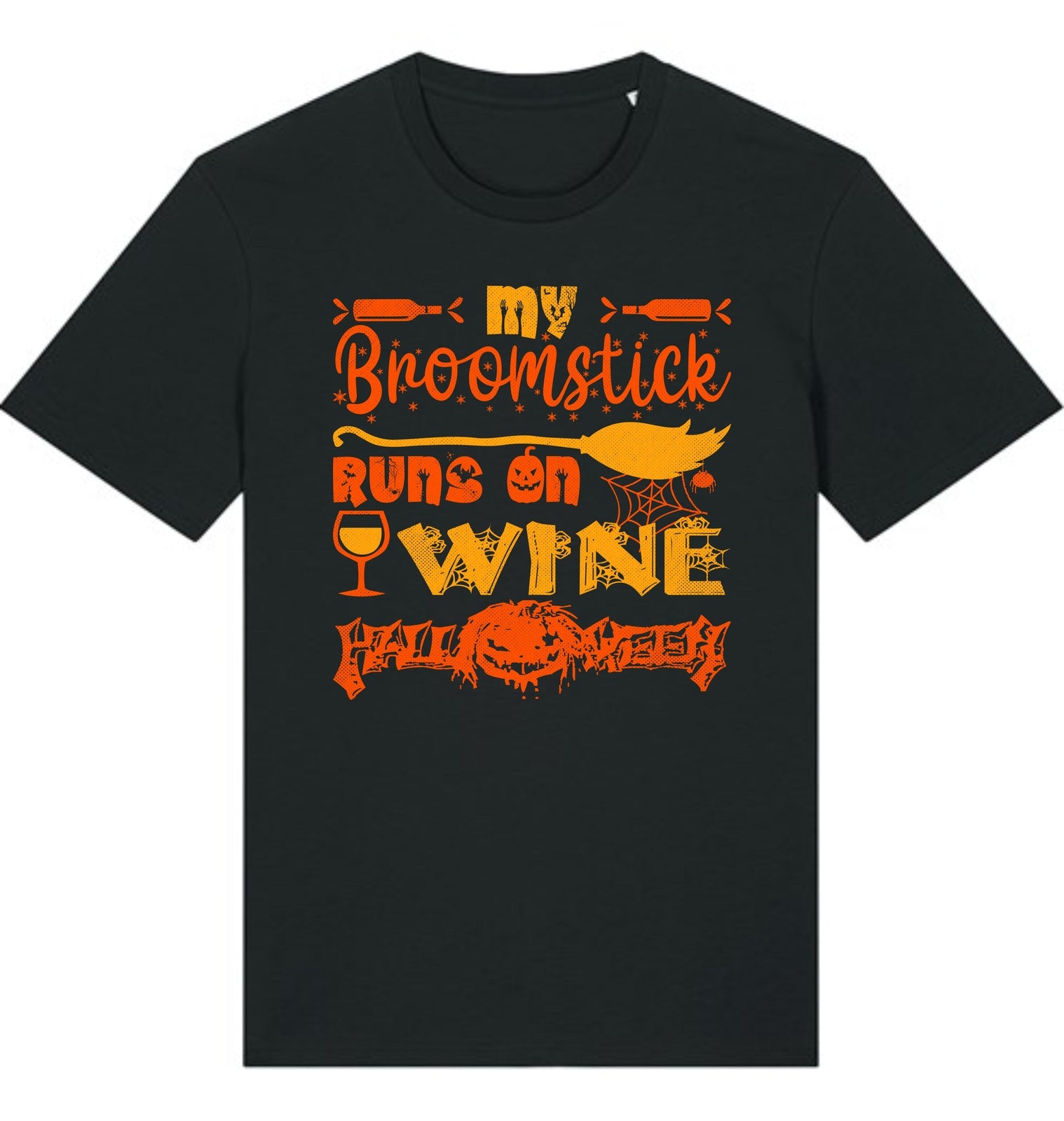 My Broomstick Runs on Wine Halloween Tee,Scary Blood,Splattered Costume Gift Top