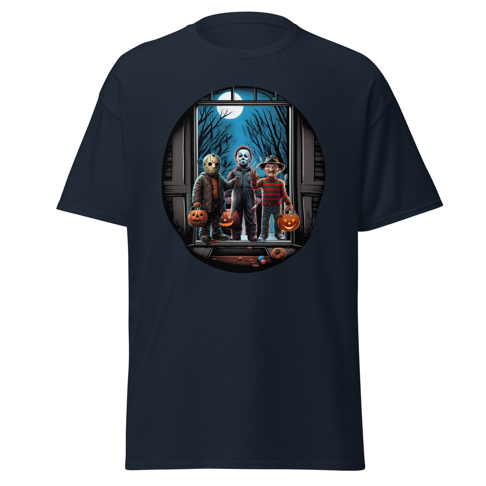 Freddy, Jason, Michael Trick-or-Treating T-Shirt Horror Icons on Halloween Night