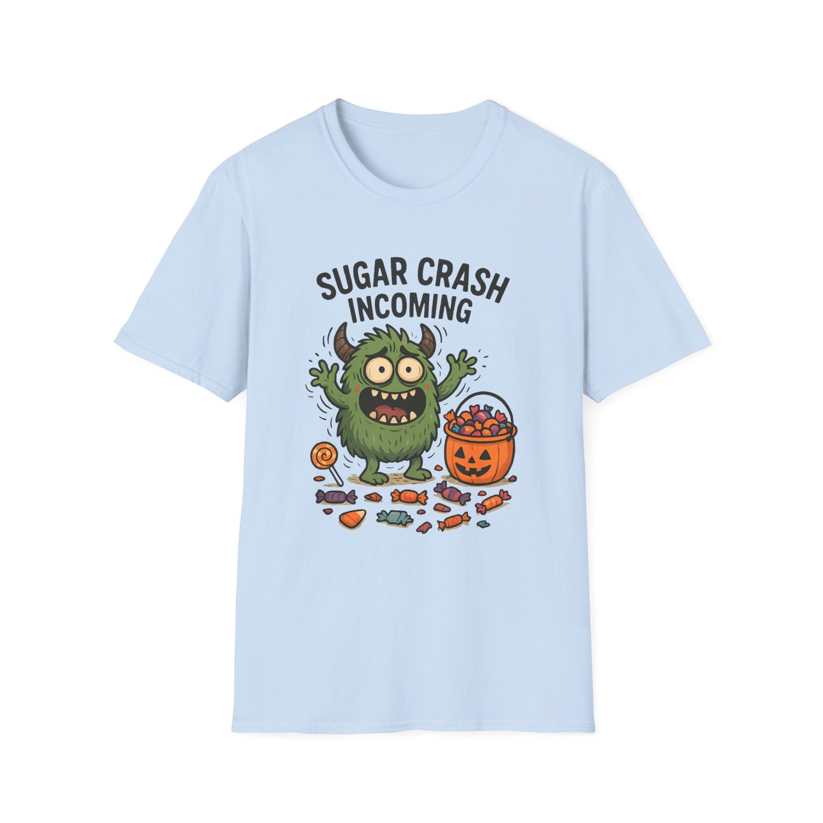 Unisex Softstyle T-Shirt – Funny Halloween Tee, Monster , Trick or Treat Candy