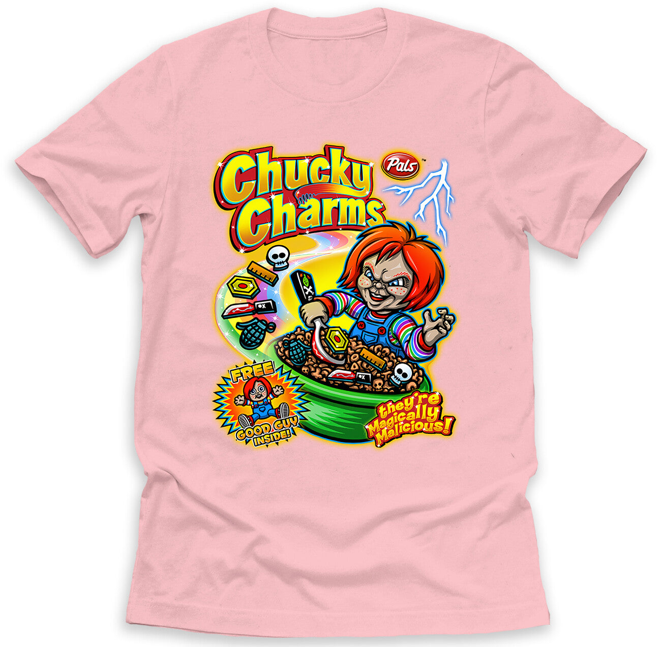 Chucky Charms T-Shirt Halloween Funny Cereal Parody on Ring Spun Cotton Tee