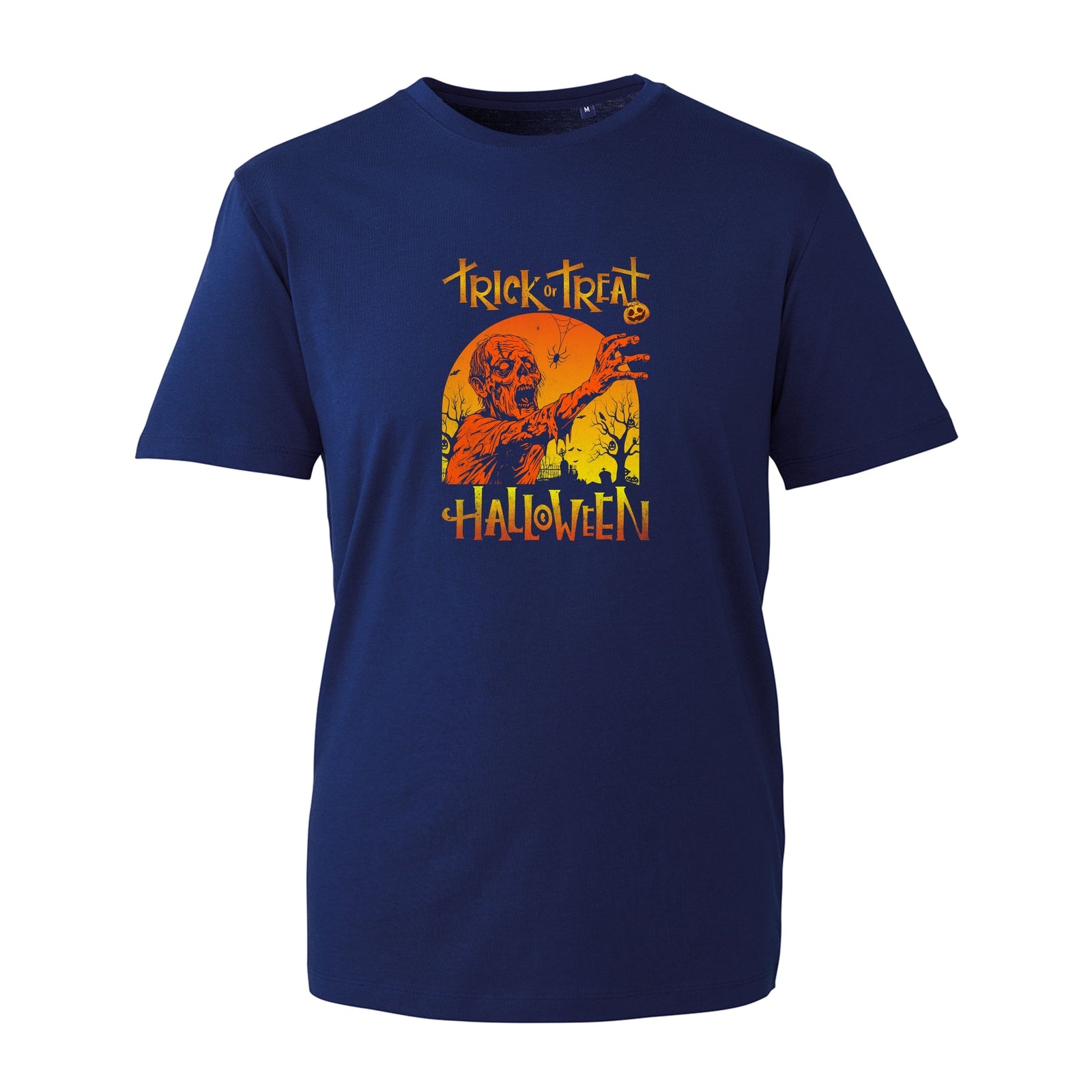 Horror Zombie Trick or Treat Halloween T-Shirt, Spiders Pumpkins Halloween Top