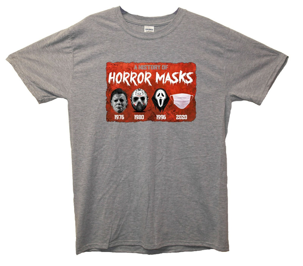 History Of Horror Masks Printed T-Shirt Funny, Horror, Halloween