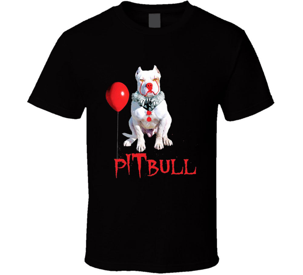 Clown IT Pitbull Dog Pennywise Scary Halloween Animal Funny T Shirt Tee Gift New