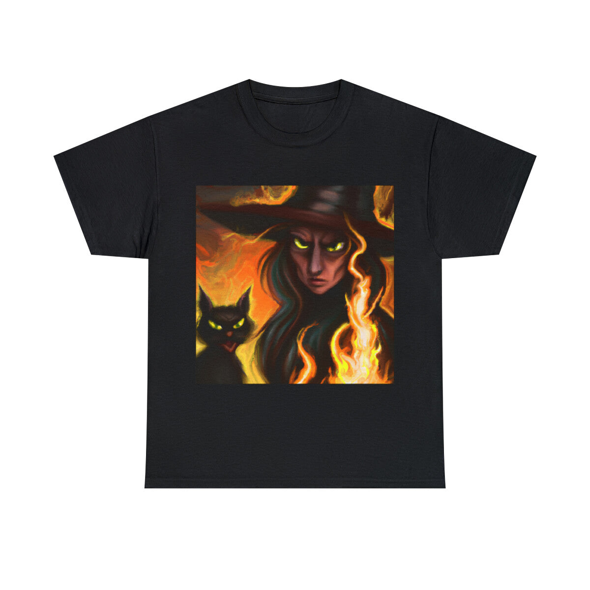 Halloween Witch Black Cat T Shirt Art Tee Unisex Adult Moon Scary Trick or Treat
