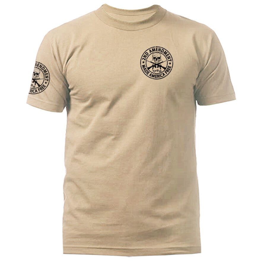 2nd Amendment Made America Free Constitution Gun US Flag Patriotic T-shirt
