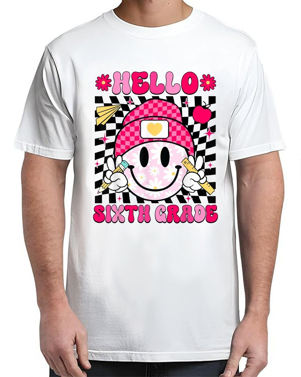 Hello Sixth Grade Smile Face 6th Grade Back To School Funny Adult S-4XL T-Shirt