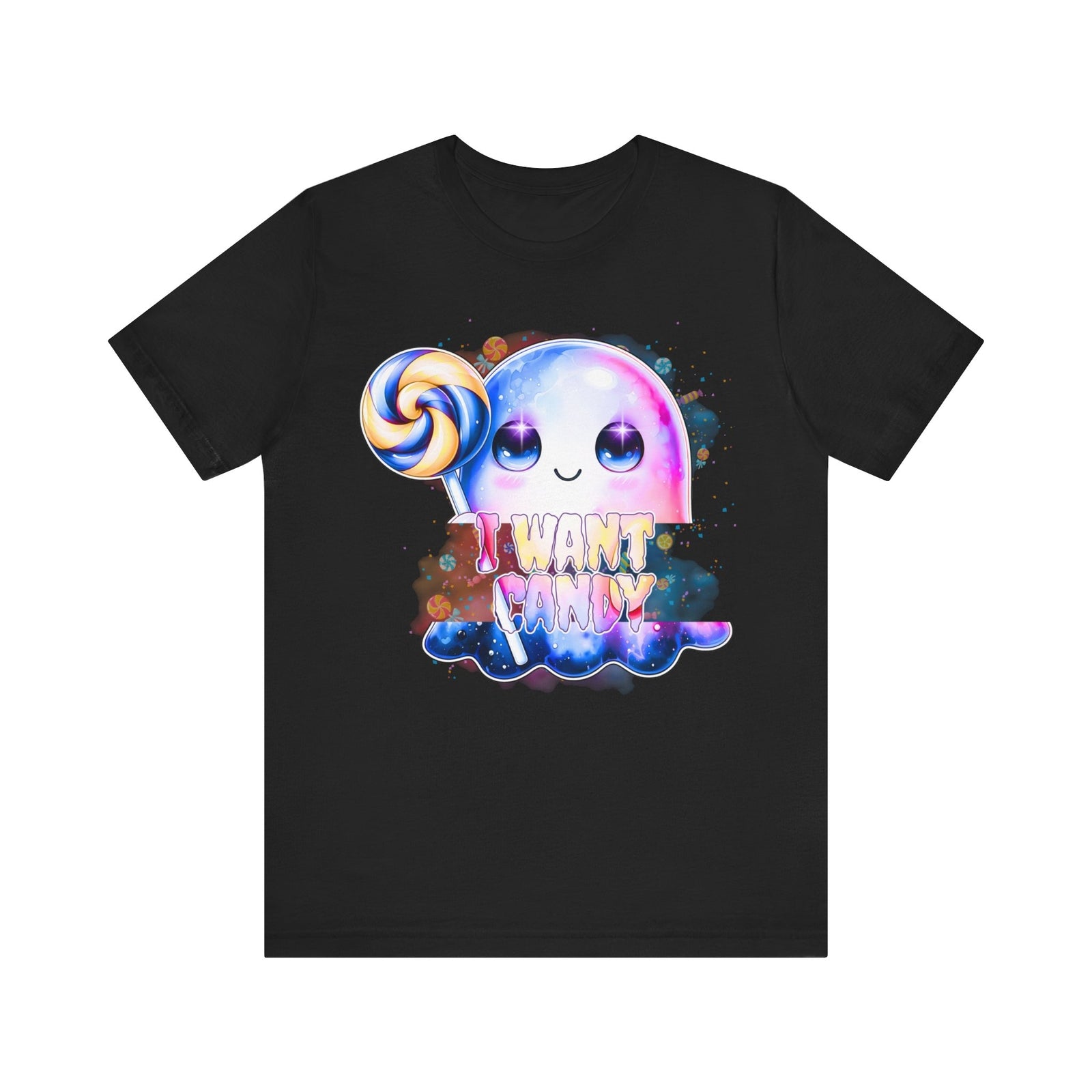 Trick or Treat Ghost: I Want Candy,  Spooky Season T-Shirt Bella + Canvas