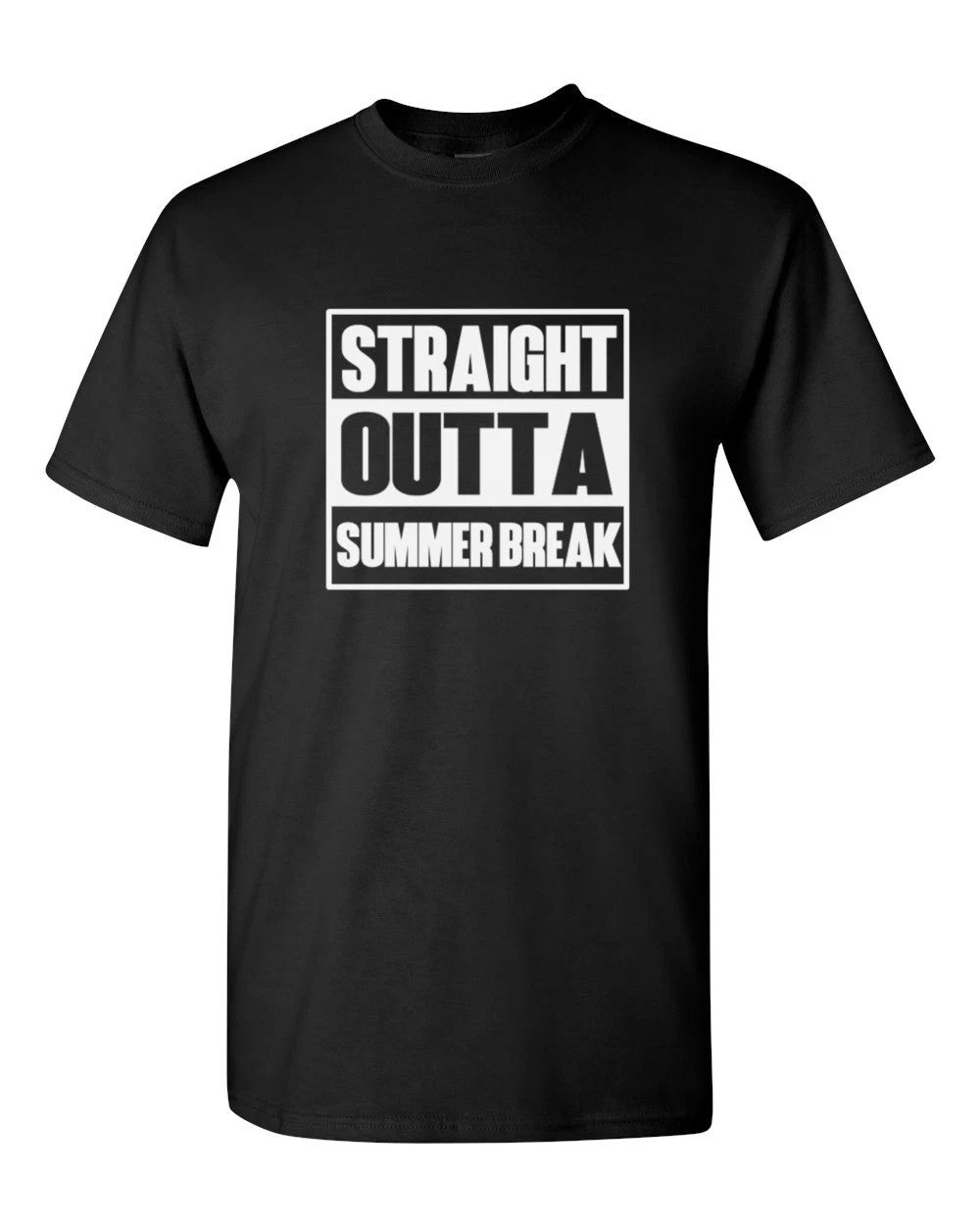 Back To School Black T-Shirt , Straight Outta Summer Break