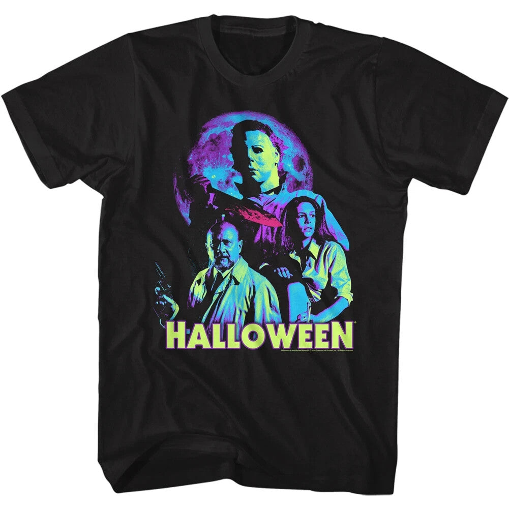 Halloween Horror Movie Michael Myers In Neon Moon Light Men's T Shirt New Hot