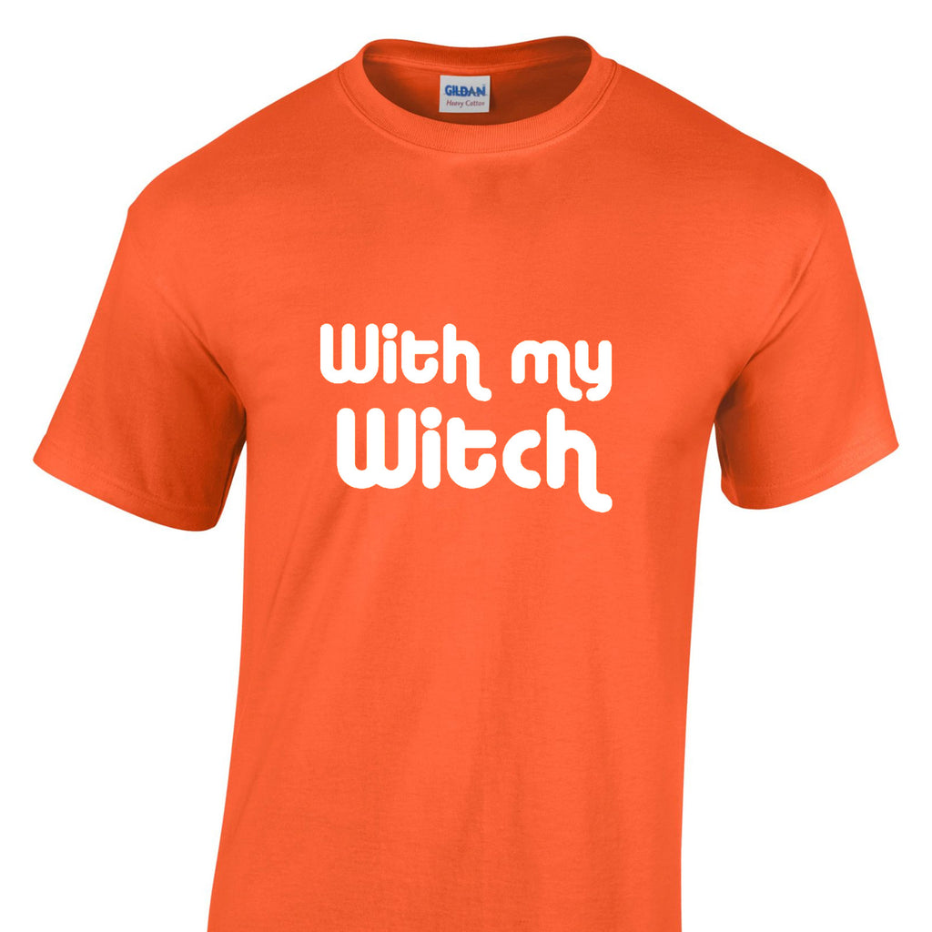 Mens Halloween Tshirt - With My Witch Party Night Trick Or Treat Costume T Shirt